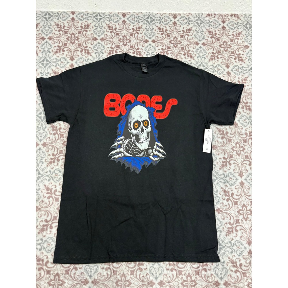 Powell Peralta Bones Graphic T-Shirt Mens Medium Black Heavy Cotton Skeleton Tee